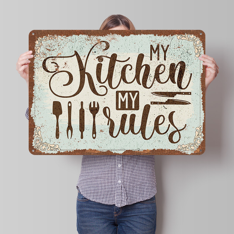 Men Accessories Rule - My Kitchen My Rules Schild, Metallposter,