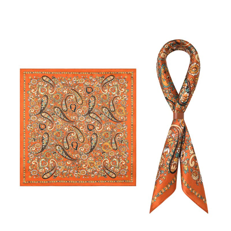 Mens Accessories Style - Orange Ameczkii Retro Herren-Seidenschal-Set Paisley-Muster Kleiner