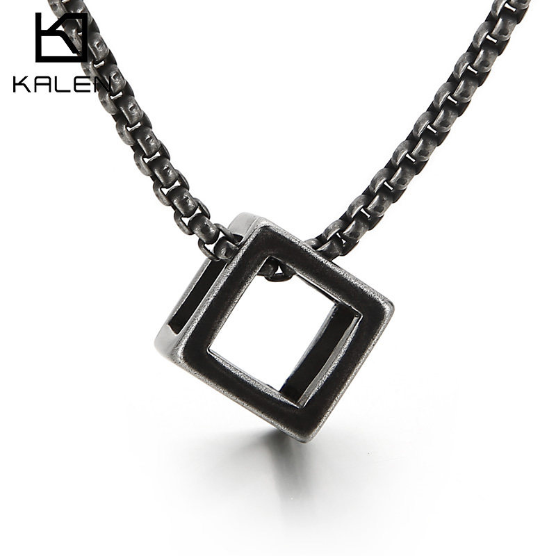 Men Accessories Rule - Kalen Dreidimensionale Halskette mit quadratischem Anhänger,