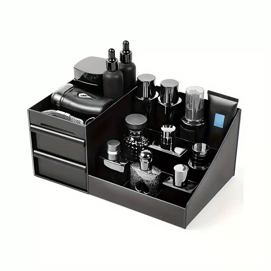 Men'S Accessories Tray - Vintage Badezimmer-Organizer, Kosmetik-Aufbewahrungsbox, Parfüm-Tablett, Kunststoff-Make-up-Display-Ständer, Zahnbürstenhalter,
