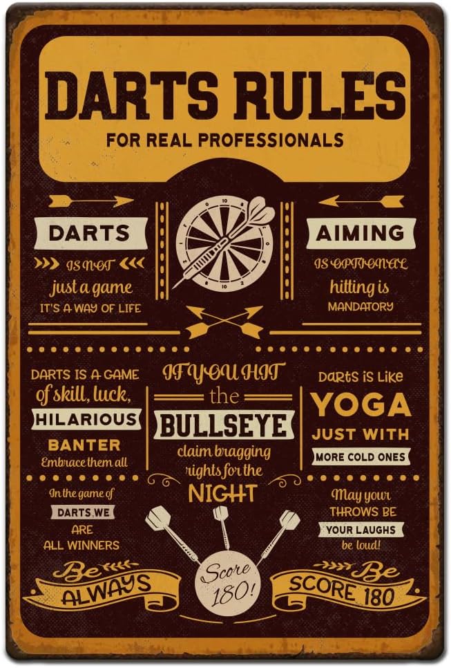 Men Accessories Rule - 1 Stück Vintage Metall-Blechschild Retro Dart-Regeln