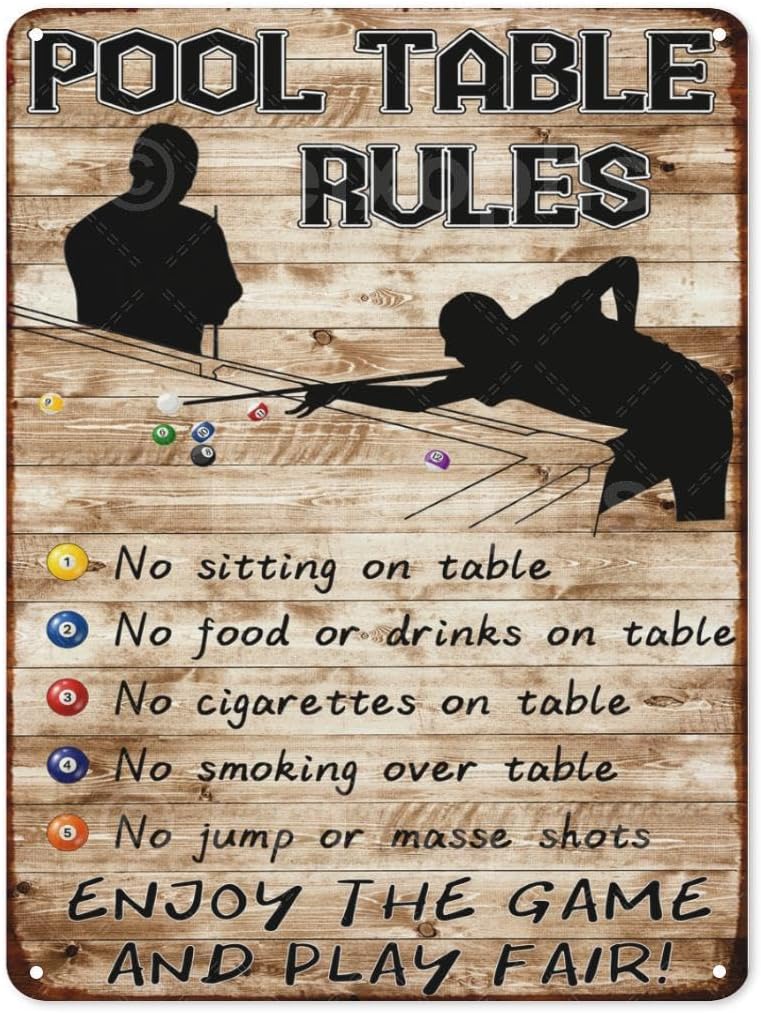 Men Accessories Rule - Vintage Metallschild „Room Rules“ – Billardtisch-Regeln