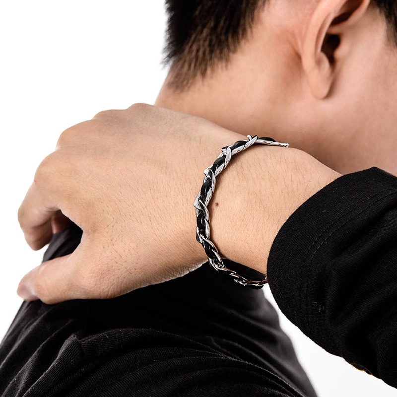 Trendiges Titan-Stahl-Lederarm – Men'S Accessories High End Bewertung und Preis